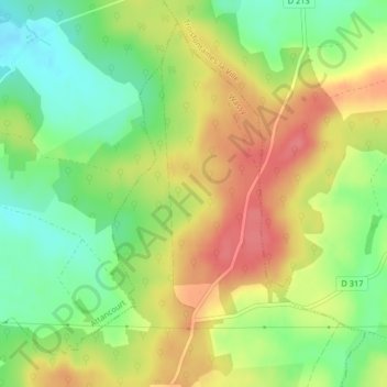 Carte topographique Bois de Magneux, altitude, relief