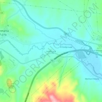 Carte topographique Laroui, altitude, relief