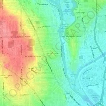 Carte topographique North Riverdale, altitude, relief