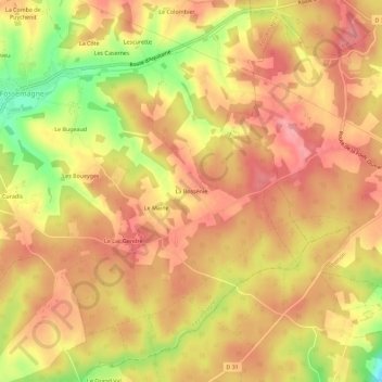 Carte topographique La Bossénie, altitude, relief