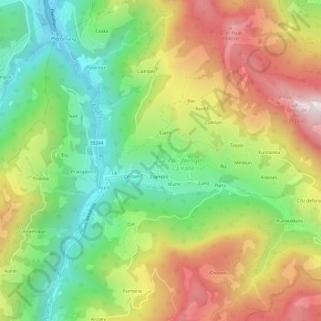 Carte topographique Gnates, altitude, relief