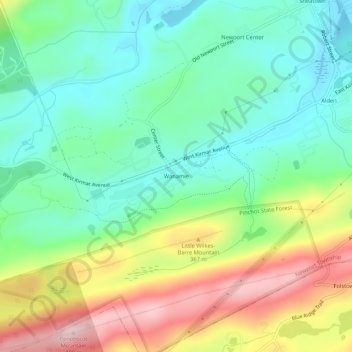 Carte topographique Wanamie, altitude, relief