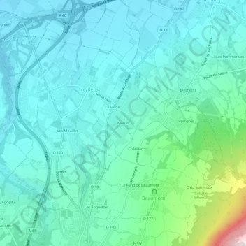Carte topographique Moisin, altitude, relief