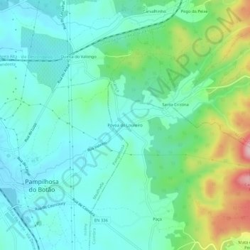 Carte topographique Póvoa do Loureiro, altitude, relief