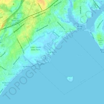 Carte topographique Silver Beach, altitude, relief