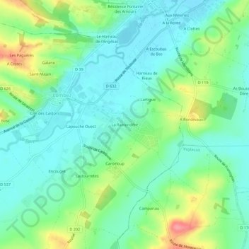 Carte topographique La Ramondère, altitude, relief