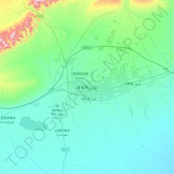 Carte topographique Kuqa, altitude, relief