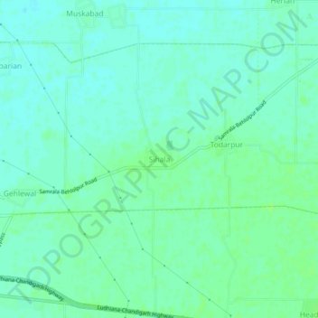 Carte topographique Sihala, altitude, relief