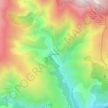 Carte topographique Thuir d'Évol, altitude, relief
