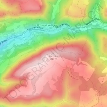 Carte topographique La Foux, altitude, relief