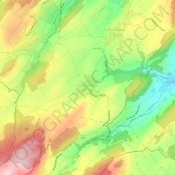 Carte topographique Combremont-le-Petit, altitude, relief