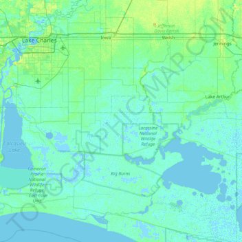 Carte topographique Wild Island, altitude, relief
