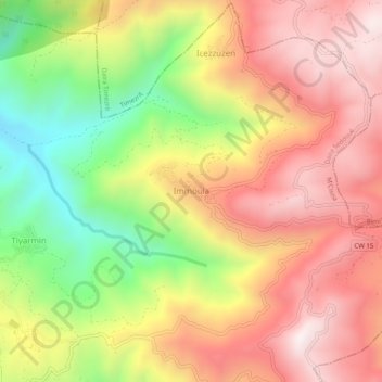 Carte topographique Immoula, altitude, relief