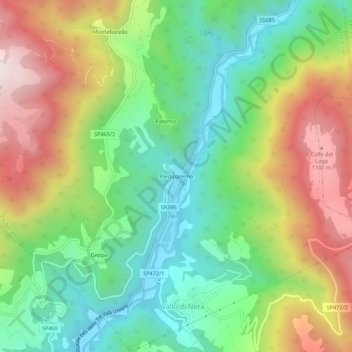 Carte topographique Piedipaterno, altitude, relief