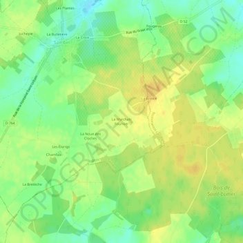 Carte topographique Le Marchais Fournier, altitude, relief