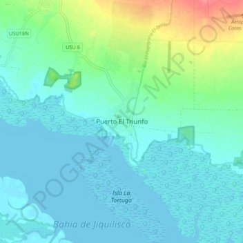 Carte topographique Puerto El Triunfo, altitude, relief