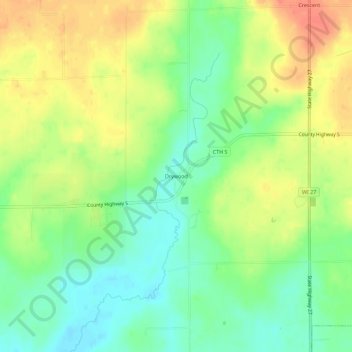 Carte topographique Drywood, altitude, relief
