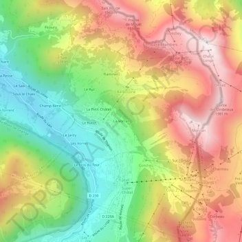 Carte topographique La Vorraz, altitude, relief