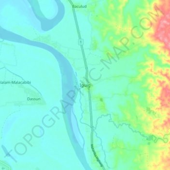 Carte topographique Iguig, altitude, relief