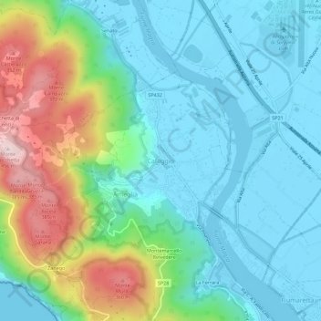 Carte topographique Cafaggio, altitude, relief