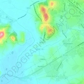 Carte topographique San Carlo, altitude, relief