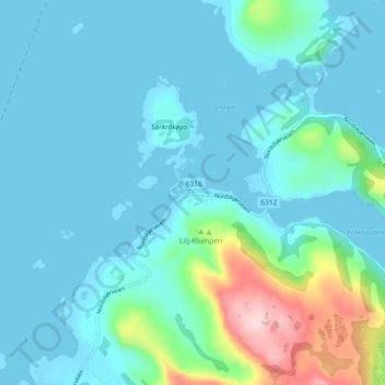 Carte topographique Hongsand, altitude, relief