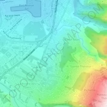 Carte topographique Saint-Laurent, altitude, relief