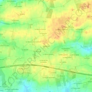 Carte topographique Barbechat, altitude, relief