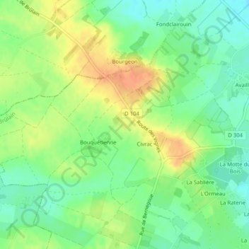 Carte topographique Les Chiffres, altitude, relief