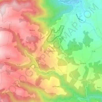 Carte topographique Bonmorin, altitude, relief