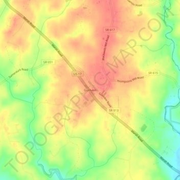 Carte topographique Goldvein, altitude, relief