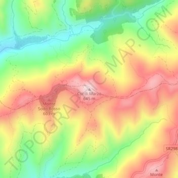 Carte topographique Col di Marzo, altitude, relief