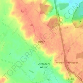 Carte topographique Upton, altitude, relief