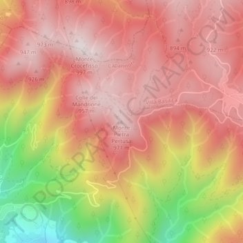 Carte topographique Monte Pietra Pertusa, altitude, relief