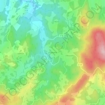 Carte topographique Fontaniellas, altitude, relief