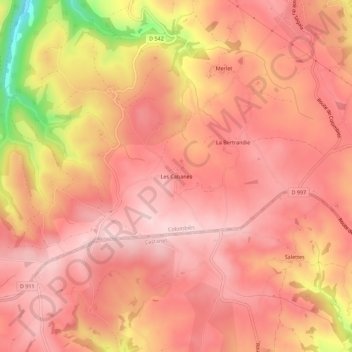 Carte topographique Les Cabanes, altitude, relief