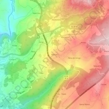 Carte topographique Alfarves, altitude, relief