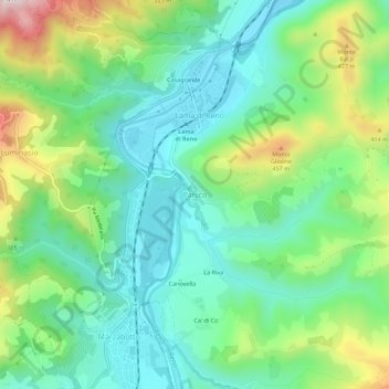 Carte topographique Pànico, altitude, relief