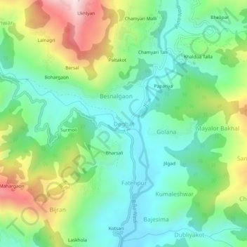 Carte topographique Deghat, altitude, relief