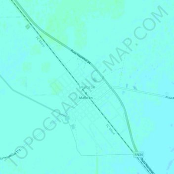 Carte topographique Malbrán, altitude, relief