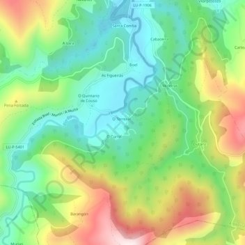 Carte topographique Piquín, altitude, relief