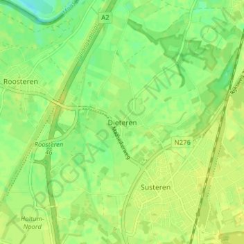 Carte topographique Dieteren, altitude, relief