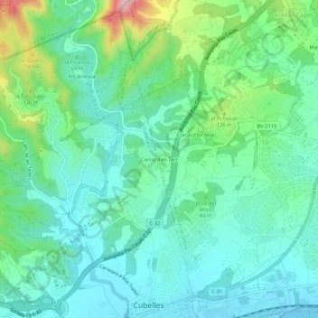 Carte topographique Corral d'en Tort, altitude, relief