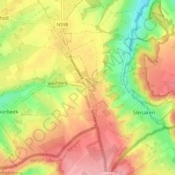 Carte topographique Hoogcruts, altitude, relief