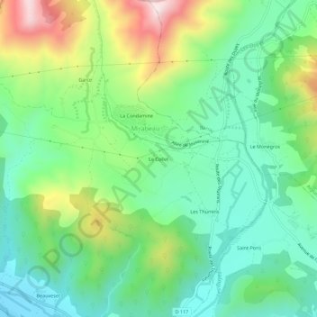 Carte topographique Le Collet, altitude, relief