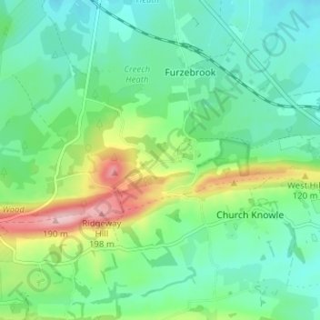 Carte topographique East Creech, altitude, relief