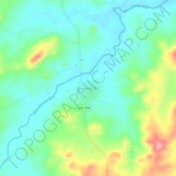 Carte topographique Auriverde, altitude, relief