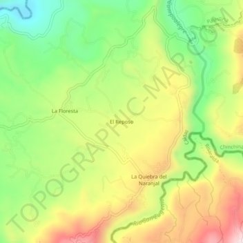 Carte topographique El Reposo, altitude, relief