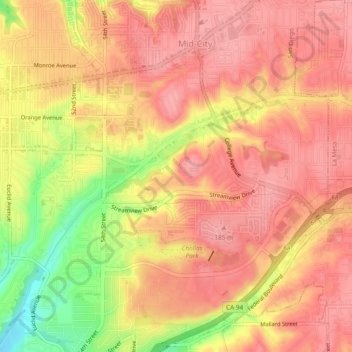 Carte topographique Darnall, altitude, relief