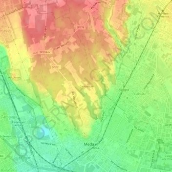 Carte topographique Campaccio, altitude, relief